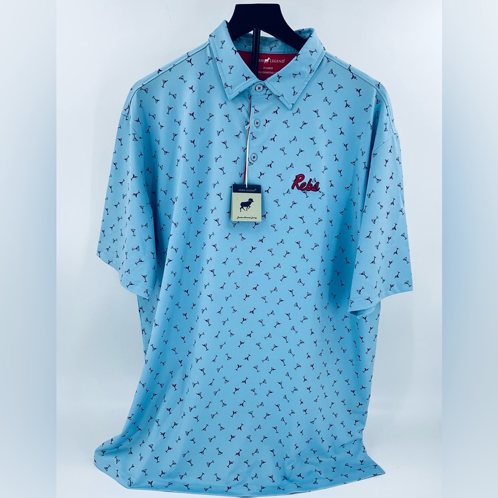 RARE! Horn Legend Powder Blue Ole Miss "Rebs" Manhattan Polo - XL - NWT - Picture 3 of 7